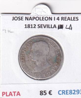 CRE8293 MONEDA ESPAÑA JOSE NAPOLEON I 4 REALES 1812 SEVILLA LA PLATA