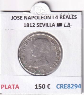 CRE8294 MONEDA ESPAÑA JOSE NAPOLEON I 4 REALES 1812 SEVILLA LA PLATA