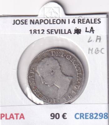 CRE8298 MONEDA ESPAÑA JOSE NAPOLEON I 4 REALES 1812 SEVILLA LA PLATA