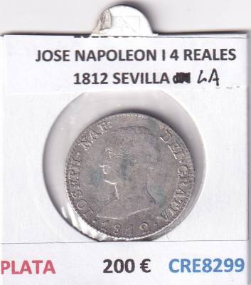 CRE8299 MONEDA ESPAÑA JOSE NAPOLEON I 4 REALES 1812 SEVILLA LA PLATA