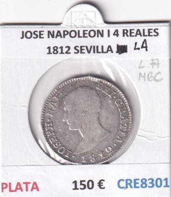 CRE8301 MONEDA ESPAÑA JOSE NAPOLEON I 4 REALES 1812 SEVILLA LA PLATA