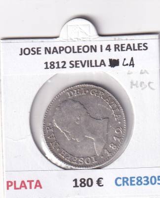 CRE8305 MONEDA ESPAÑA JOSE NAPOLEON I 4 REALES 1812 SEVILLA LA PLATA