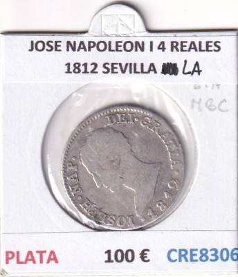 CRE8306 MONEDA ESPAÑA JOSE NAPOLEON I 4 REALES 1812 SEVILLA LA PLATA
