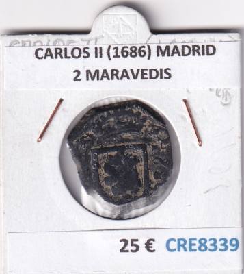 CRE8339 MONEDA ESPAÑA CARLOS II (1686) MADRID 2 MARAVEDIS