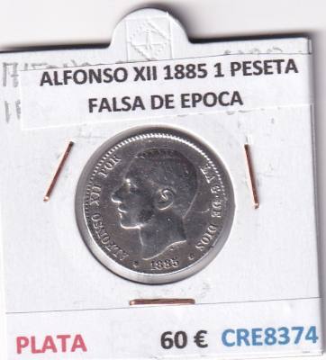 CRE8374 MONEDA ESPAÑA ALFONSO XII FALSA DE EPOCA 1885 1 PESETA PLATA