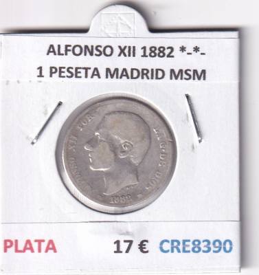 CRE8390 MONEDA ESPAÑA ALFONSO XII 1882 *-*- 1 PESETA MADRID MSM PLATA