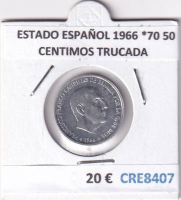 CRE8407 MONEDA ESTADO ESPAÑOL 1966 *70 50 CENTIMOS TRUCADA