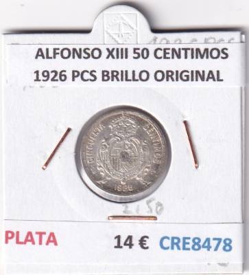 CRE8478 MONEDA ESPAÑA ALFONSO XIII 50 CENTIMOS 1926 PCS BRILLO ORIGINAL
