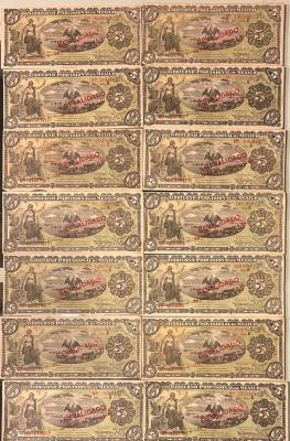 CRBX2679 LOTE 14 BILLETES MEXICO 5 PESOS 1914 REVALIDADO MBC