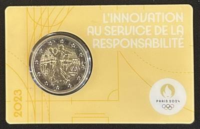HEUR0641 MONEDA FRANCIA 2 EUROS 2023 (JJOO París 2024) Color amarillo COIN CARD