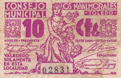 CRBL0603 BILLETE LOCAL ESPAÑA NAVALMORALES (TOLEDO) 10 CENTIMOS 1937 MBC