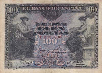 CRBS3268 BILLETE ESPAÑA 100 PESETAS 1906 SERIE C MBC-