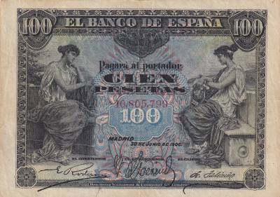 CRBS3270 BILLETE ESPAÑA 100 PESETAS 1906 SIN SERIE MBC+