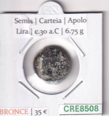 CRE8508 MONEDA ROMANA SEMIS CARTEIA APOLO LIRA C.30 A.C