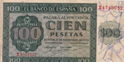 CRBS3324 BILLETE ESPAÑA 100 PESETAS 1936 SERIE X MBC