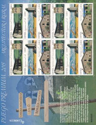 CRS974 SELLOS ESPAÑA Pliego PREMIUM nº 28 Arquitectura rural Año 2015
