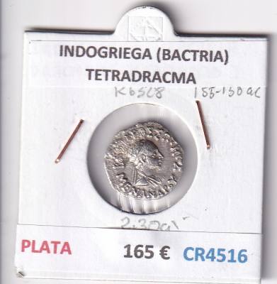 CR4516 MONEDA INDOGRIEGA (BACTRIA) TETRADRACMA MENANDRO I 155-120 A.C.