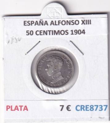 CRE8737 MONEDA ESPAÑA ALFONSO XIII 50 CENTIMOS 1904 PLATA