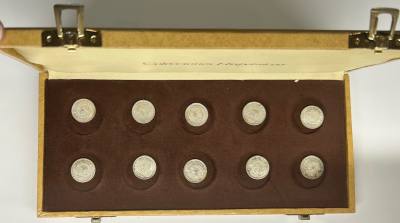 CREXP723 ESTUCHE 10 MONEDAS ESPAÑA ALFONSO XII 50 CENTIMOS PLATA