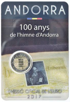 HEUR0626 MONEDA ANDORRA 2 EUROS 2017 (100 años del himno) COIN CARD