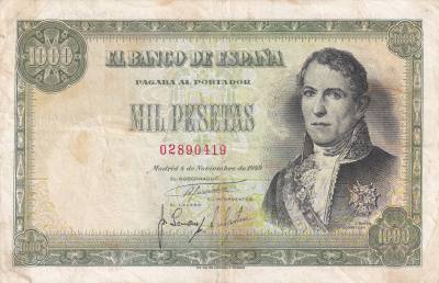 CRBS2002 BILLETE ESPAÑA 1000 PESETAS 1949 SIN SERIE BC