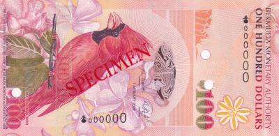 CRBX2737 BILLETE BERMUDAS 100 DOLARES 2009 SPECIMEN SIN CIRCULAR