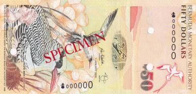 CRBX2738 BILLETE BERMUDAS 50 DOLARES 2009 SPECIMEN SIN CIRCULAR
