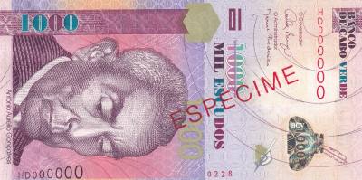 CRBX2743 BILLETE CABO VERDE 1000 ESCUDOS 2007 SPECIMEN SIN CIRCULAR