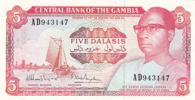 CRBX2756 BILLETE GAMBIA 5 DILASIS SERIE AD SIN CIRCULAR