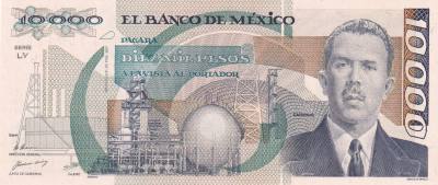 CRBX2766 BILLETE MEXICO 10000 PESOS 1987 SERIE LY SIN CIRCULAR