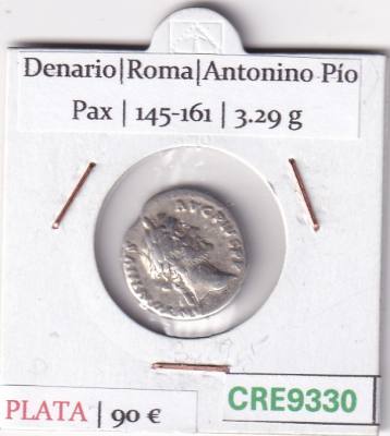 CRE9330 MONEDA ROMANA DENARIO ROMA ANTONINO PIO PAX 145-161
