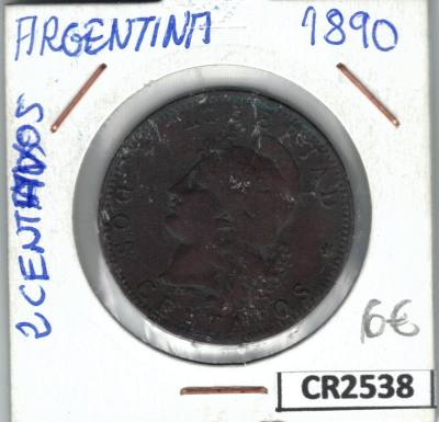 CR2538 MONEDA ARGENTINA 2 CENTAVOS 1890