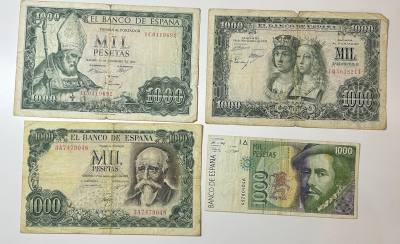 CRBL0620 LOTE 4 BILLETES ESPAÑA 1000 PESETAS VER FOTO