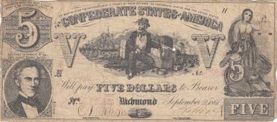 CRBX0113 BILLETE EEUU 5 DOLARES 1861 BC 