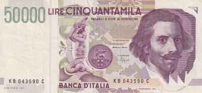 CRBX0656 BILLETE ITALIA 50000 LIRAS 1992-99 MBC