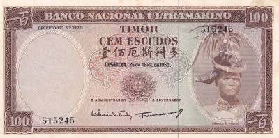 CRBX0677 BILLETE TIMOR 100 ESCUDOS 1963 S/C-