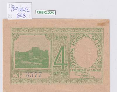 CRBX1225 BILLETE PORTUGAL TRANCOZO 4 CENTAVOS 1920 MBC