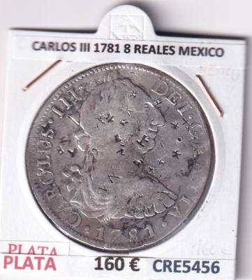 CRE5456 MONEDA ESPAÑA CARLOS III 1781 8 REALES MEXICO PLATA
