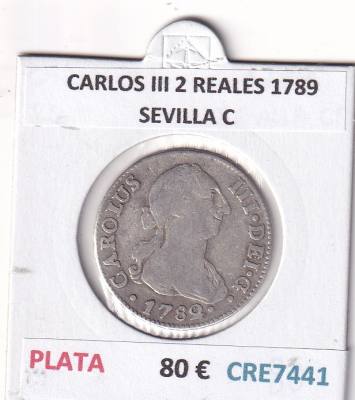 CRE7441 MONEDA ESPAÑA CARLOS III 2 REALES 1789 SEVILLA C