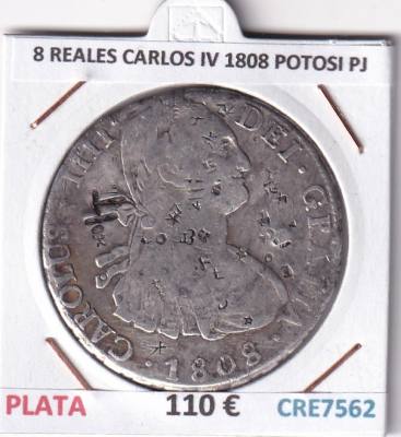 CRE7562 MONEDA ESPAÑA 8 REALES CARLOS IV 1808 POTOSI PJ