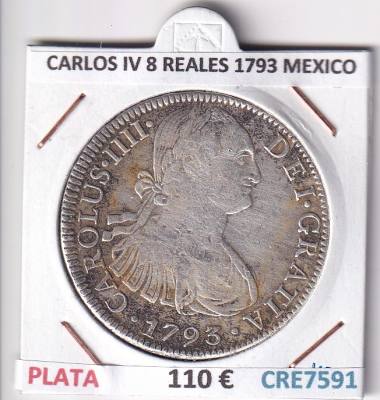 CRE7591 MONEDA ESPAÑA CARLOS IV 8 REALES 1793 MEXICO