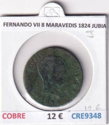 CRE9348 MONEDA ESPAÑA FERNANDO VII 8 MARAVEDIS 1824 JUBIA COBRE