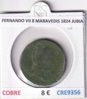 CRE9356 MONEDA ESPAÑA FERNANDO VII 8 MARAVEDIS 1824 JUBIA COBRE
