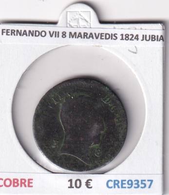CRE9357 MONEDA ESPAÑA FERNANDO VII 8 MARAVEDIS 1824 JUBIA COBRE
