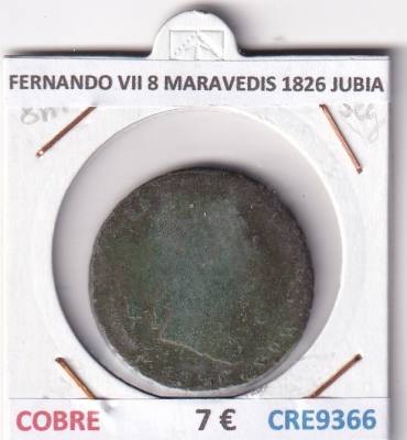 CRE9366 MONEDA ESPAÑA FERNANDO VII 8 MARAVEDIS 1826 JUBIA COBRE