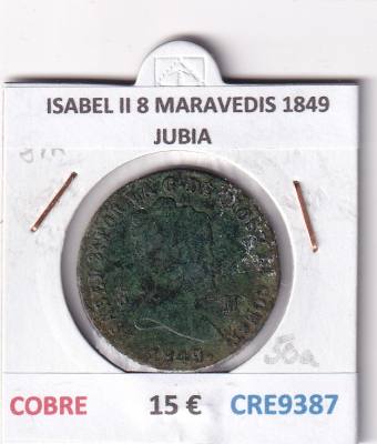 CRE9387 MONEDA ESPAÑA ISABEL II 8 MARAVEDIS 1849 JUBIA COBRE