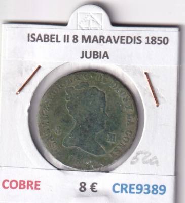 CRE9389 MONEDA ESPAÑA ISABEL II 8 MARAVEDIS 1850 JUBIA COBRE