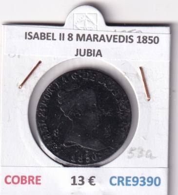 CRE9390 MONEDA ESPAÑA ISABEL II 8 MARAVEDIS 1850 JUBIA COBRE