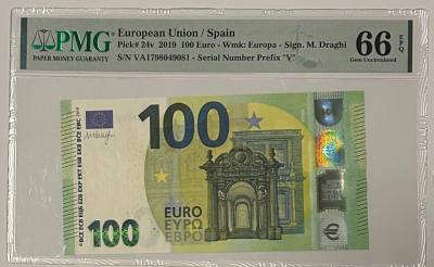 CRPMG061 BILLETE ESPAÑA 100 EUROS 2019 PMG 66