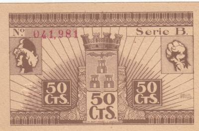 CRBS1333 BILLETE ESPAÑA LOCAL ALBACETE 50 CTS. 1937 SIN CIRCULAR